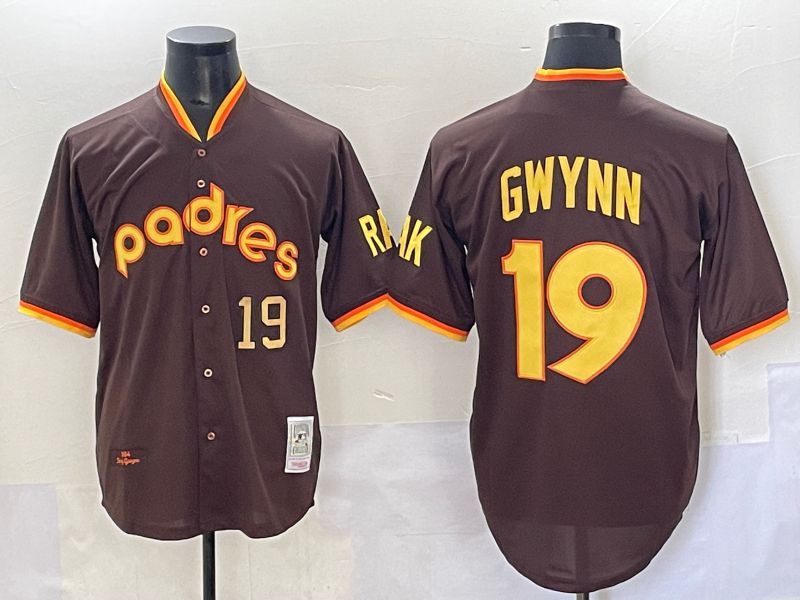 Men 2025 San Diego Padres #19 Gwynn Brown Throwback Nike MLB Jersey style 32